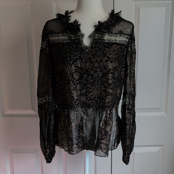 Elie Tahari Tops - Elie Tahari Black And Gold Silk Blouse